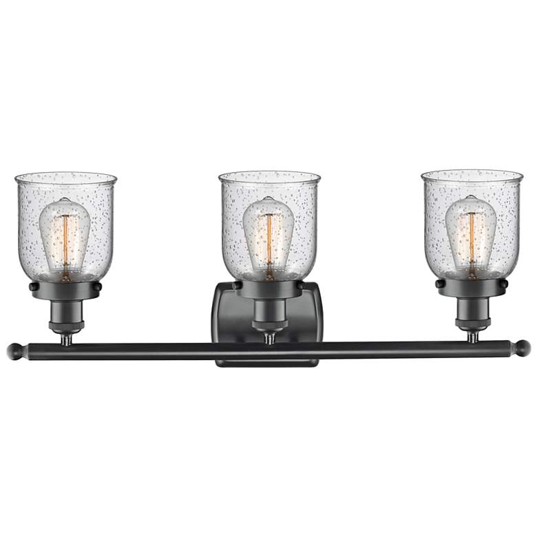 Image 3 Bell 26"W Matte Black 3-Light LED Bath Light w/ Seedy Glass more views