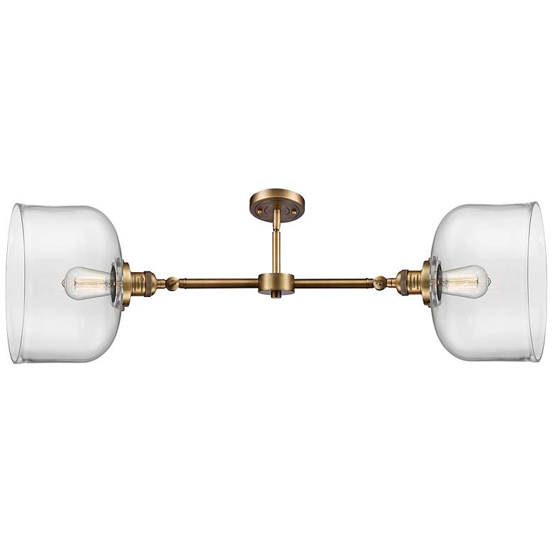 Image 3 Bell 27" Wide Brass 2-Light Island Pendant w/ Clear Glass more views