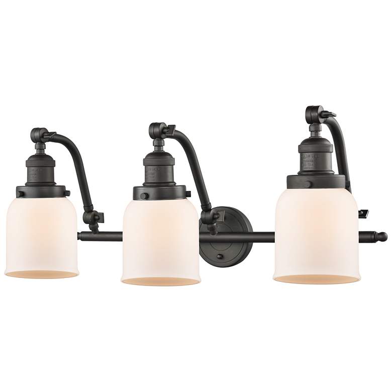 Image 1 Bell 28" Wide 3 Light Bronze Bath Vanity Light w/ Matte White Shade