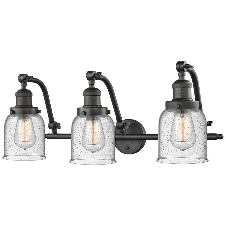 Image 1 Bell 28" Wide 3 Light Oil Rubbed Bronze Bath Vanity Light w/ Seedy Sha