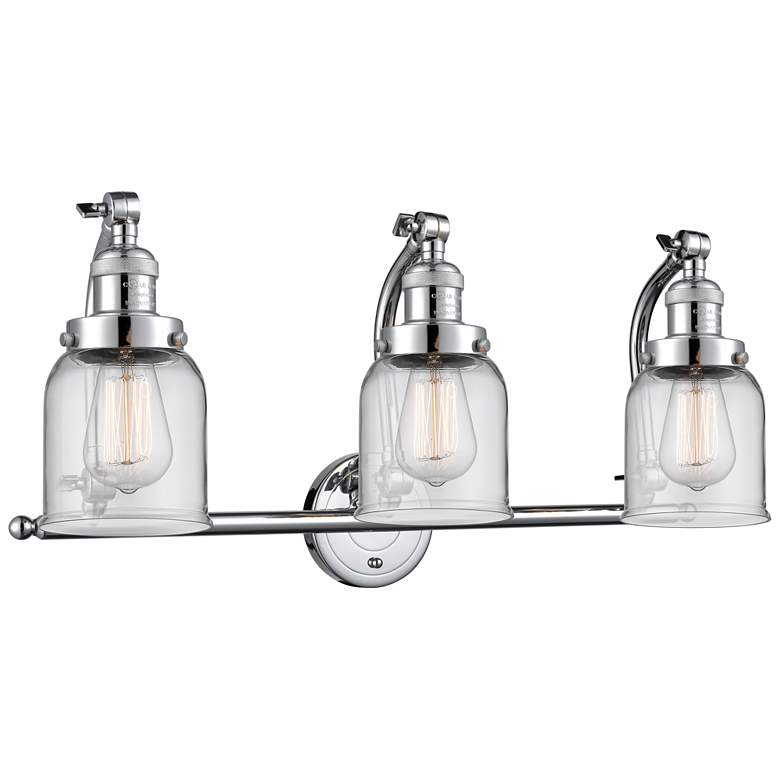 Image 1 Bell 28 inch Wide 3 Light Polished Chrome Bath Vanity Light w/ Clear Shade