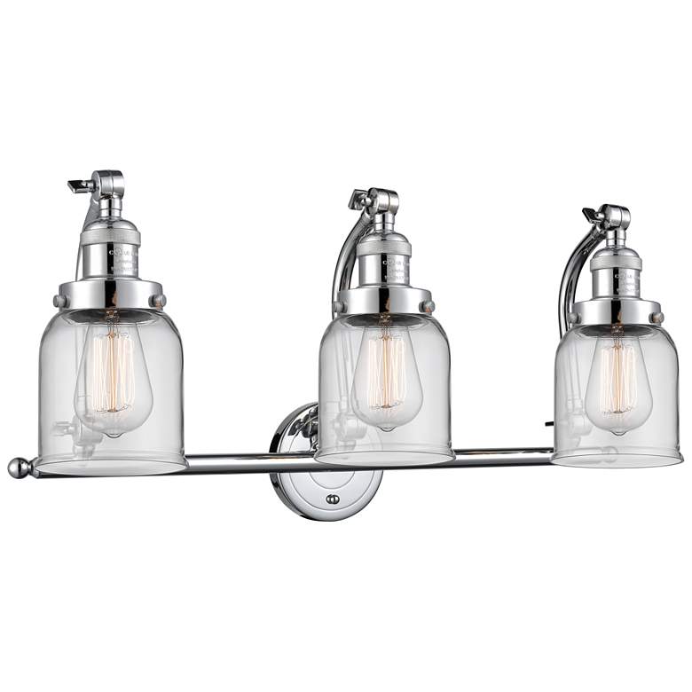 Image 1 Bell 28" Wide 3 Light Polished Chrome Bath Vanity Light w/ Clear Shade