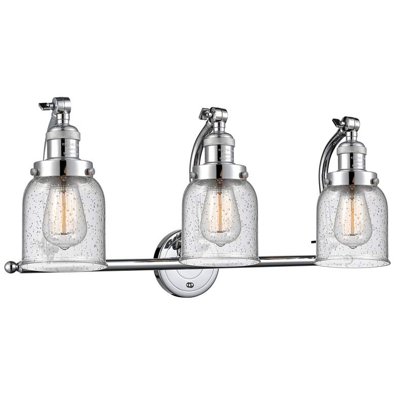 Image 1 Bell 28" Wide 3 Light Polished Chrome Bath Vanity Light w/ Seedy Shade