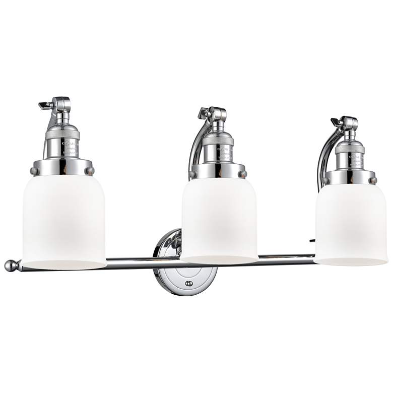 Image 1 Bell 28" Wide 3 Light Polished Chrome Bath Vanity Light w/ White Shade