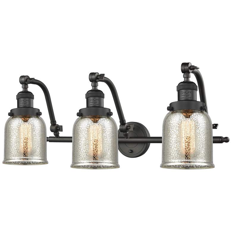 Image 1 Bell 28"W 3 Light Bronze Bath Vanity Light w/ Silver Plated Mercury Sh