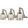 Bell 28"W 3 Light Brushed Nickel Bath Light w/ Mercury Shade