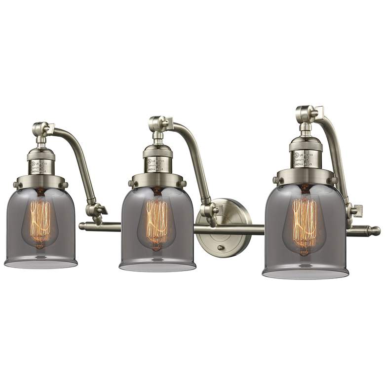 Image 1 Bell 28"W 3 Light Brushed Nickel Bath Light w/ Smoke Shade