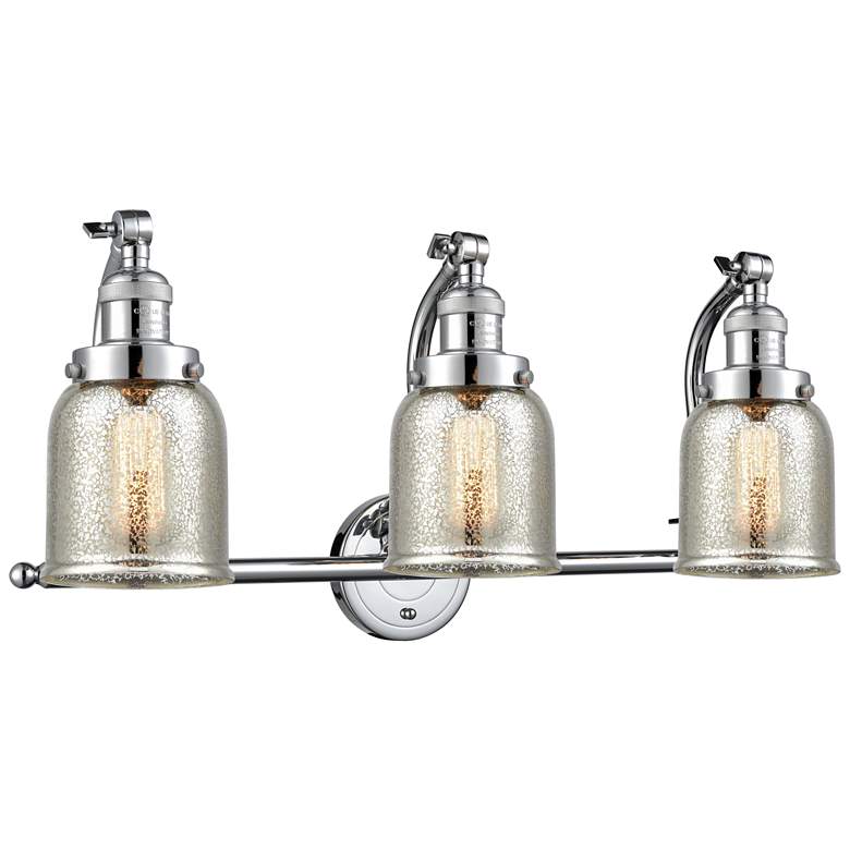 Image 1 Bell 28"W 3 Light Polished Chrome Bath Light w/ Mercury Shade