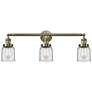 Bell 3 Light 30" Bath Light - Antique Brass - Clear Shade