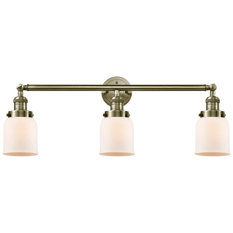 Image 1 Bell 3 Light 30" Bath Light - Antique Brass - Matte White Shade
