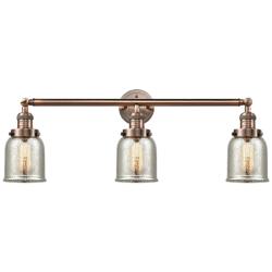 Bell 3 Light 30" Bath Light - Antique Copper - Silver Plated Mercury S