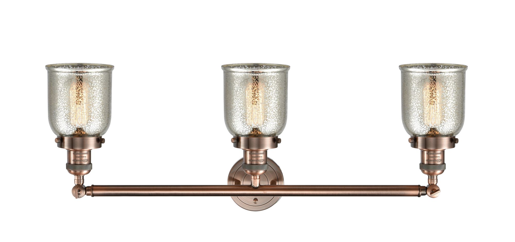 Image 2 Bell 3 Light 30" Bath Light - Antique Copper - Silver Plated Mercury S more views