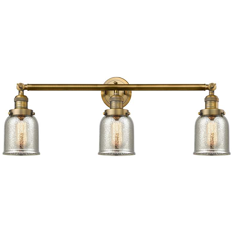 Image 1 Bell 3 Light 30" Bath Light - Brushed Brass - Silver Plated Mercury Sh
