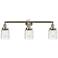 Bell 3 Light 30" Bath Light - Brushed Satin Nickel - Deco Swirl Shade