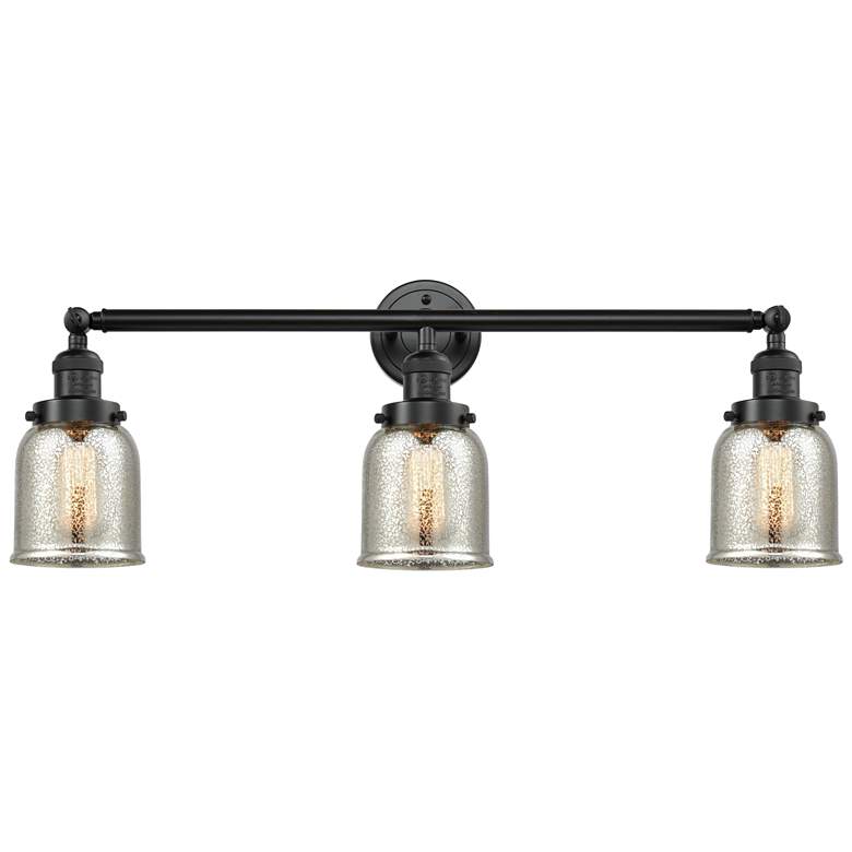 Image 1 Bell 3 Light 30" Bath Light - Oil Rubbed Bronze - Silver Mercury Shade