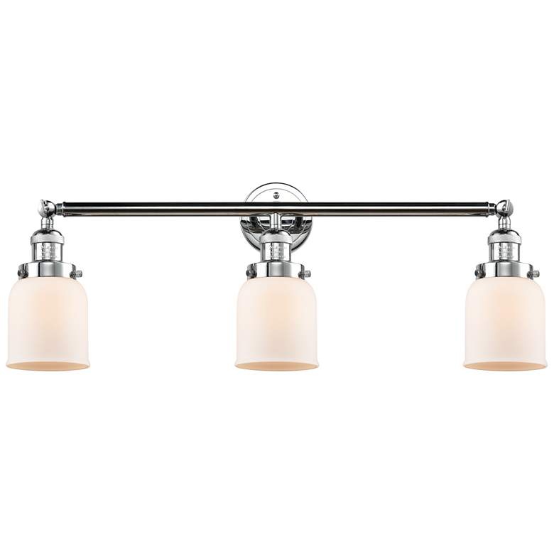 Image 1 Bell 3 Light 30" Bath Light - Polished Chrome - Matte White Shade