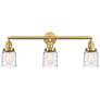 Bell 3 Light 30" Bath Light - Satin Gold - Deco Swirl Shade