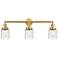 Bell 3 Light 30" Bath Light - Satin Gold - Deco Swirl Shade