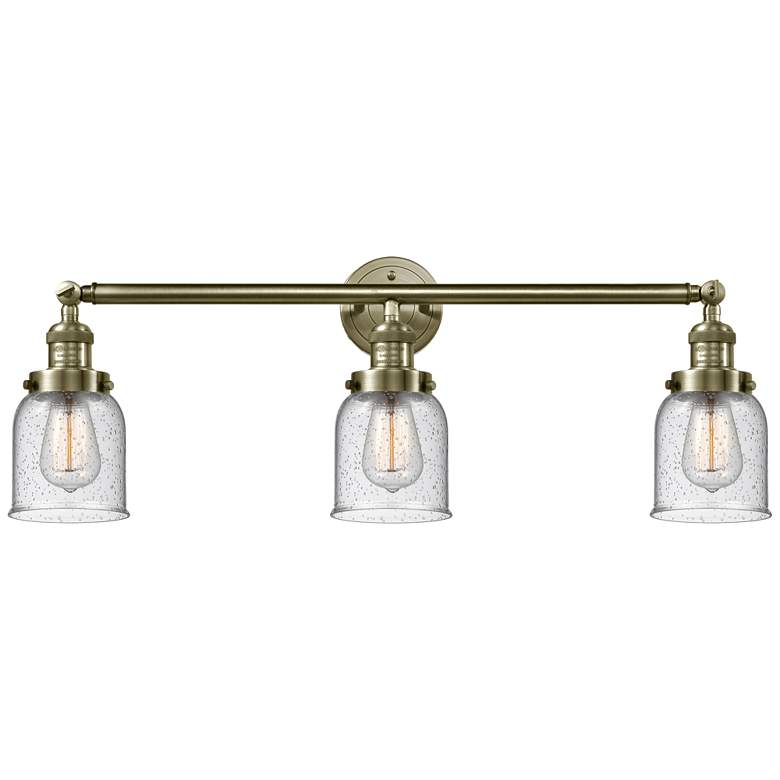 Image 1 Bell 3 Light 30" LED Bath Light - Antique Brass - Seedy Shade