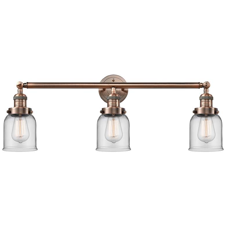 Image 1 Bell 3 Light 30" LED Bath Light - Antique Copper - Clear Shade