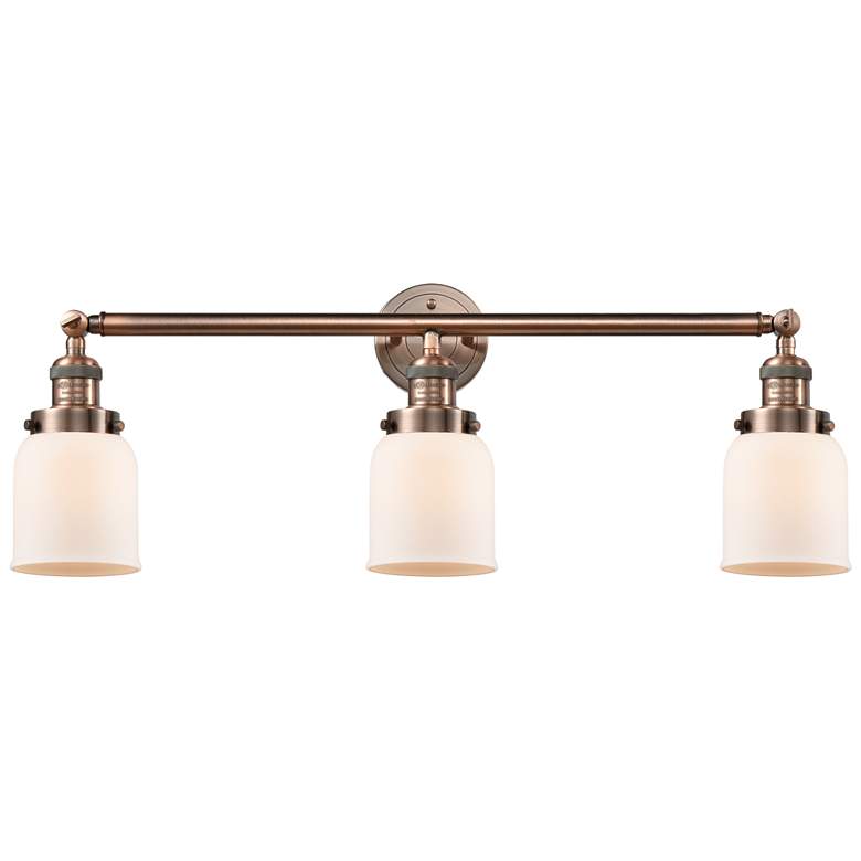Image 1 Bell 3 Light 30" LED Bath Light - Antique Copper - Matte White Shade