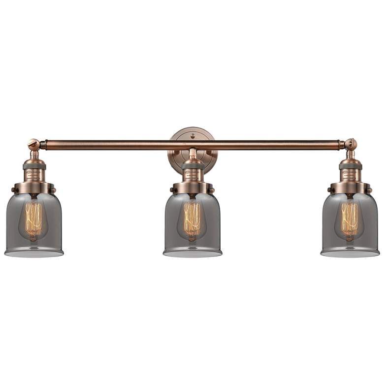 Image 1 Bell 3 Light 30" LED Bath Light - Antique Copper - Plated Smoke Shade