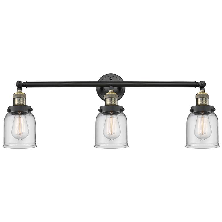 Image 1 Bell 3 Light 30" LED Bath Light - Black Antique Brass - Clear Shade