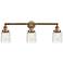 Bell 3 Light 30" LED Bath Light - Brushed Brass - Deco Swirl Shade