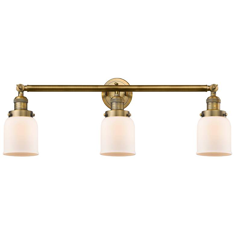Image 1 Bell 3 Light 30" LED Bath Light - Brushed Brass - Matte White Shade