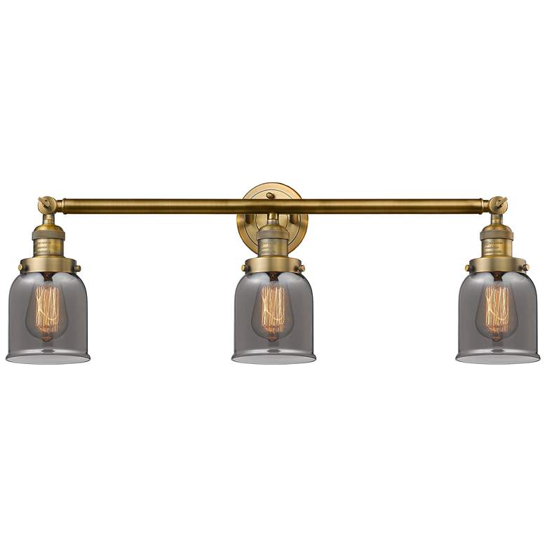 Image 1 Bell 3 Light 30" LED Bath Light - Brushed Brass - Plated Smoke Shade