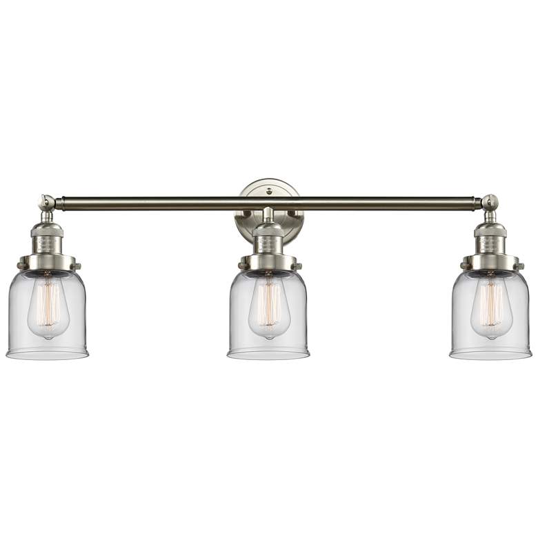 Image 1 Bell 3 Light 30" LED Bath Light - Brushed Satin Nickel - Clear Shade