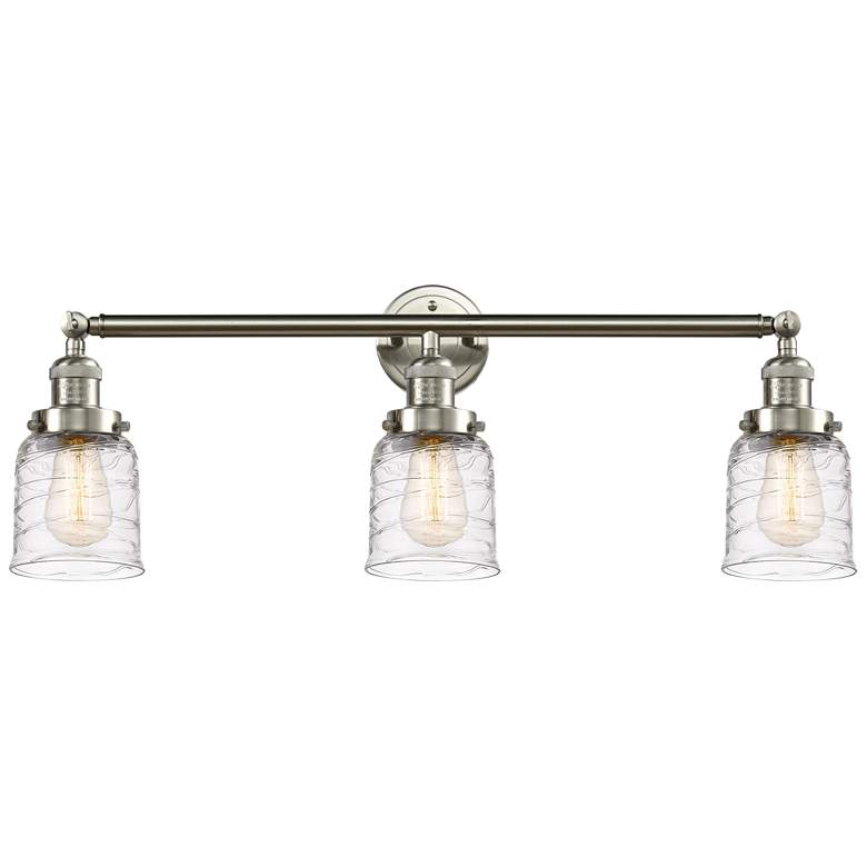 Image 1 Bell 3 Light 30" LED Bath Light - Brushed Satin Nickel - Deco Swirl Sh
