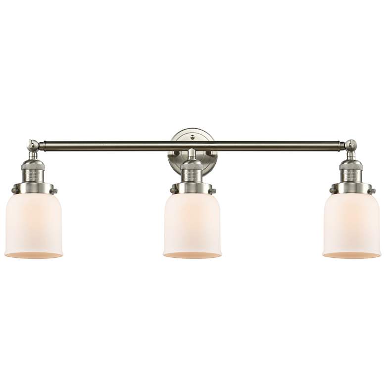 Image 1 Bell 3 Light 30" LED Bath Light - Brushed Satin Nickel - Matte White S