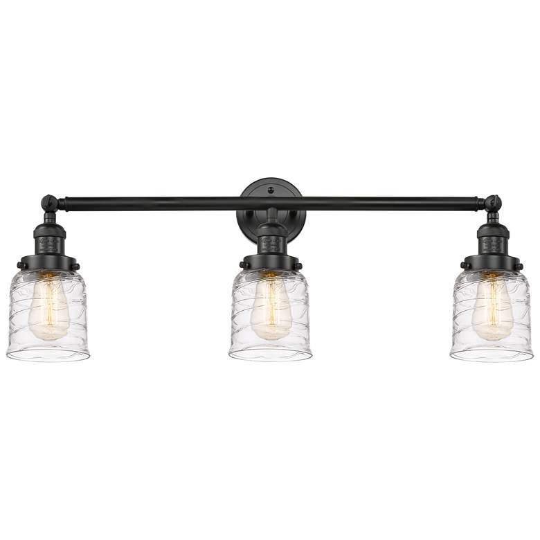 Image 1 Bell 3 Light 30" LED Bath Light - Matte Black - Deco Swirl Shade
