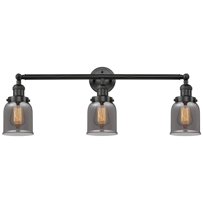 Image 1 Bell 3 Light 30" LED Bath Light - Matte Black - Plated Smoke Shade