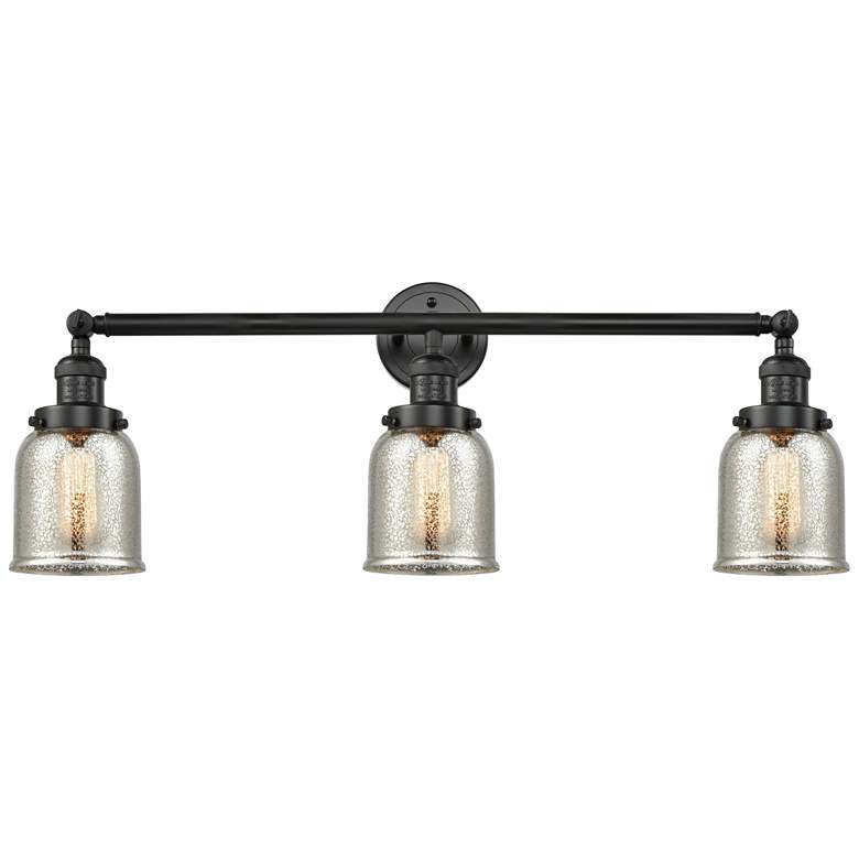 Image 1 Bell 3 Light 30" LED Bath Light - Matte Black - Silver Plated Mercury