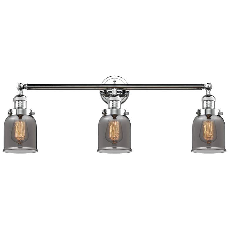 Image 1 Bell 3 Light 30" LED Bath Light - Polished Chrome - Plated Smoke Shade
