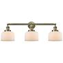 Bell 3 Light 32" Bath Light - Antique Brass - Matte White Shade
