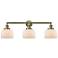 Bell 3 Light 32" Bath Light - Antique Brass - Matte White Shade