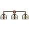 Bell 3 Light 32" Bath Light - Antique Copper - Silver Plated Mercury S