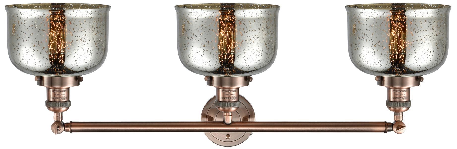 Image 2 Bell 3 Light 32" Bath Light - Antique Copper - Silver Plated Mercury S more views
