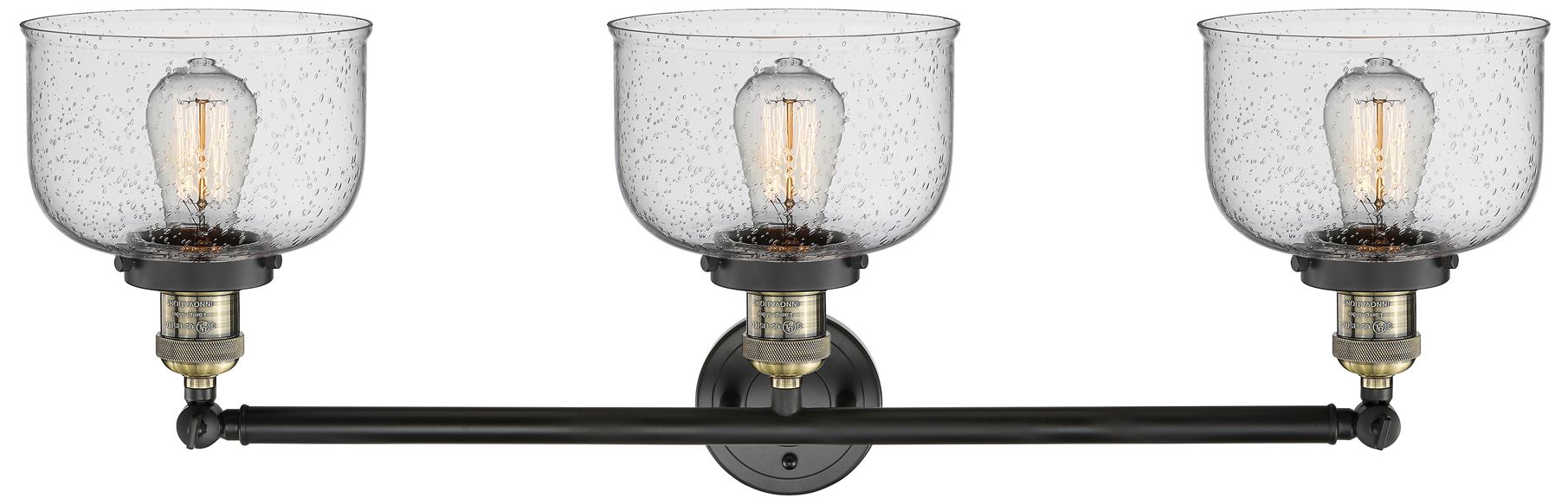 Image 2 Bell 3 Light 32" Bath Light - Black Antique Brass - Seedy Shade more views