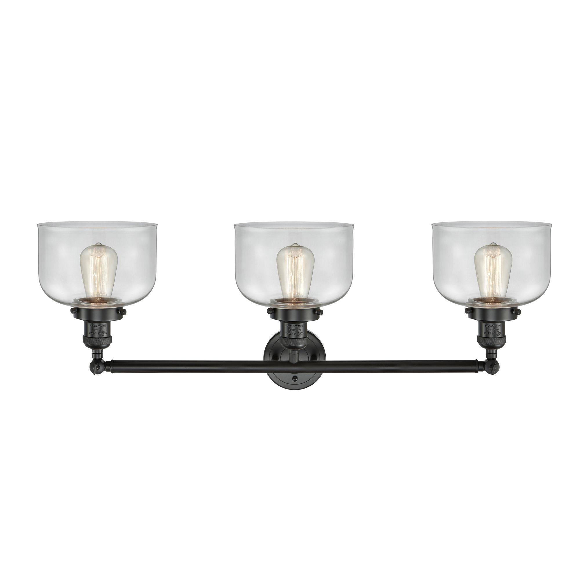 Thumbnail4 of Bell 3 Light 32" Bath Light - Matte Black - Clear Shade more views