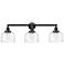 Bell 3 Light 32" Bath Light - Oil Rubbed Bronze - Clear Deco Swirl Sha