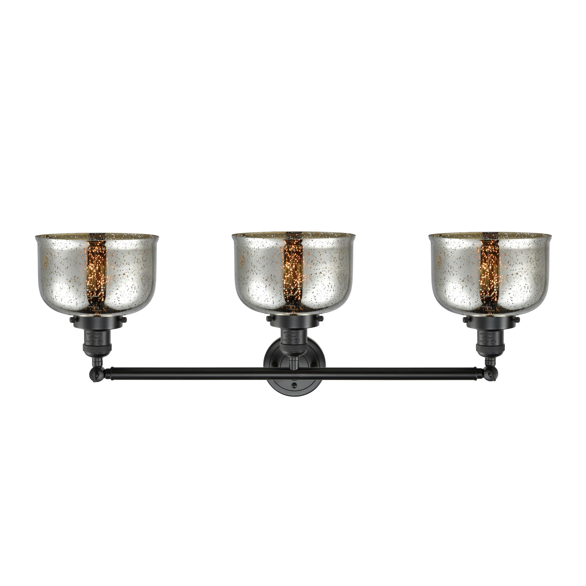 Image 3 Bell 3 Light 32" Bath Light - Oil Rubbed Bronze - Silver Mercury Shade more views