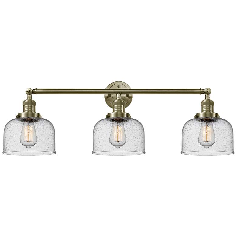Image 1 Bell 3 Light 32" LED Bath Light - Antique Brass - Seedy Shade