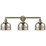 Bell 3 Light 32" LED Bath Light - Antique Brass - Silver Mercury Shade