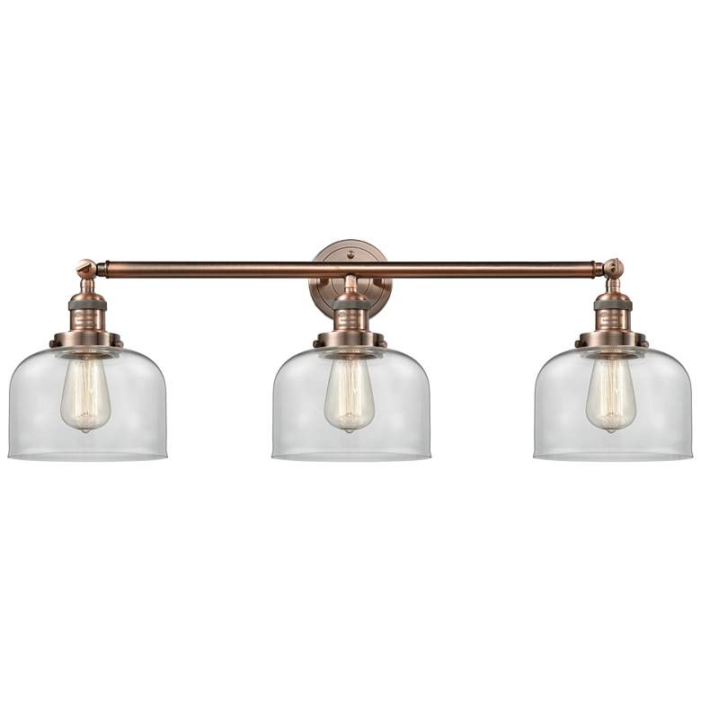 Image 1 Bell 3 Light 32" LED Bath Light - Antique Copper - Clear Shade