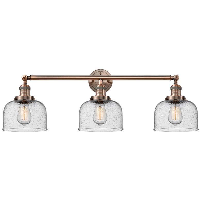 Image 1 Bell 3 Light 32" LED Bath Light - Antique Copper - Seedy Shade