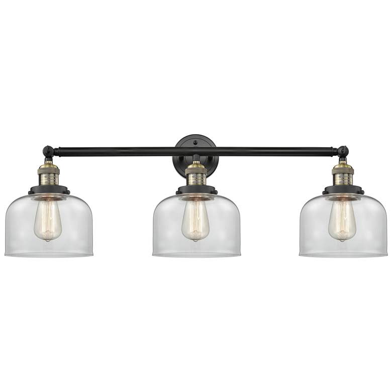 Image 1 Bell 3 Light 32" LED Bath Light - Black Antique Brass - Clear Shade